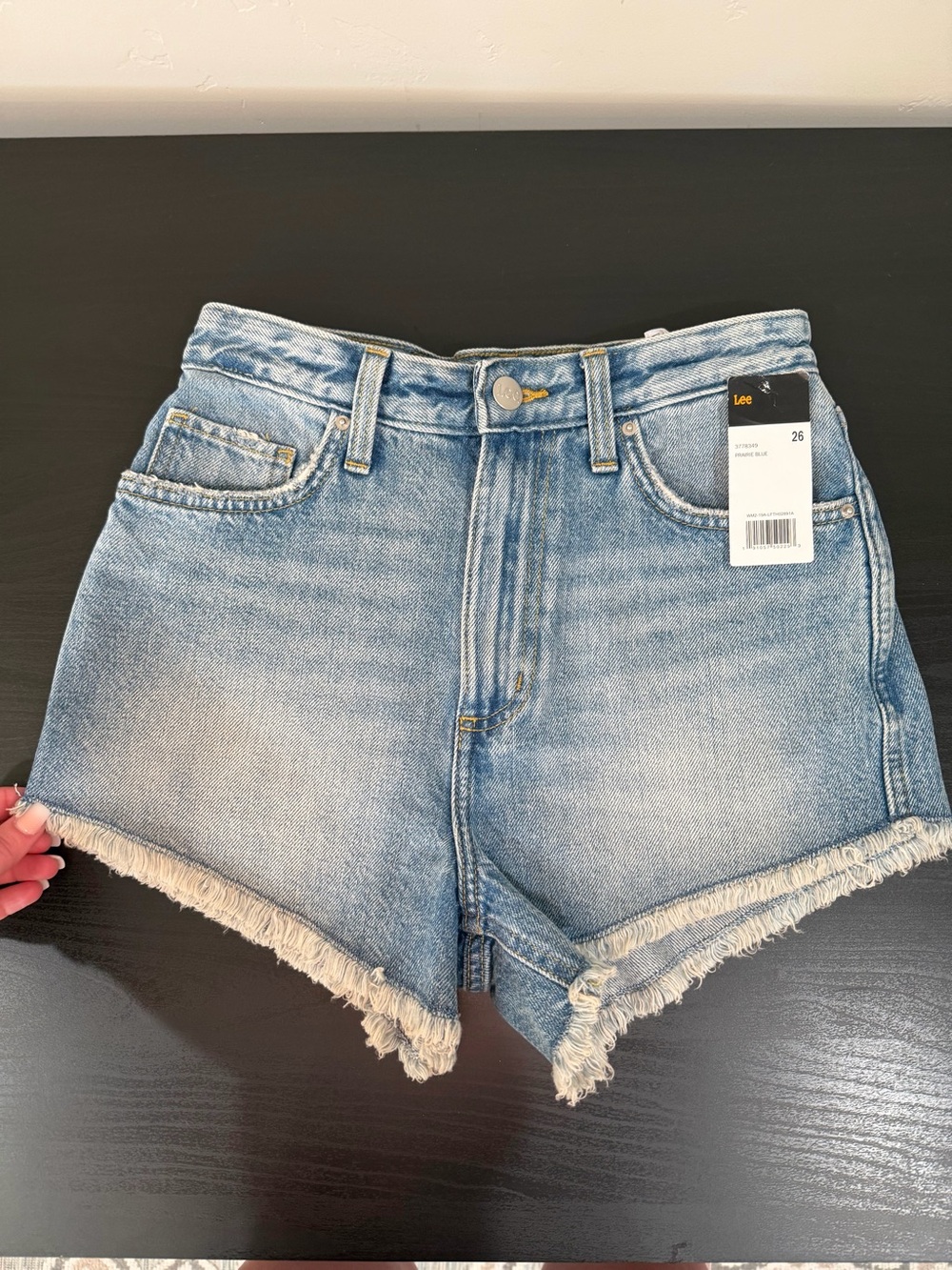 Lee Frayed Hem Mid Wash Denim Shorts - Light Blue